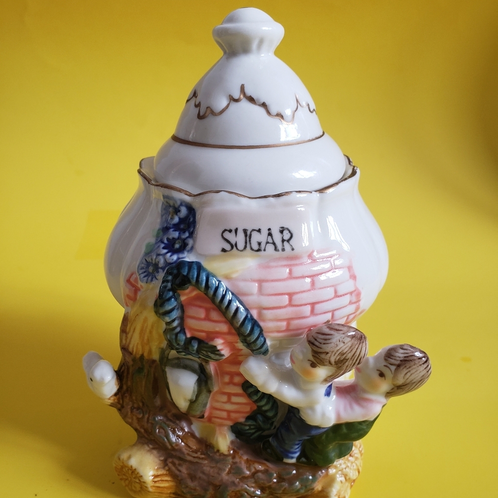 Ceramic kids birds sugar container